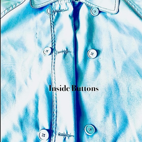 Eddie Bauer Vintage Trench Coat Light Blue Belted Lightweight Water-Resistant - Picture 14 of 16